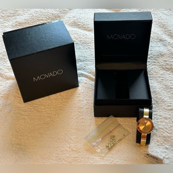 NWT Ladies\' Movado Bold® Crystal Accent Gold-Tone Bangle Watch (Model: 3600201) main image 4